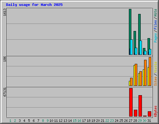 Daily usage for March 2025
